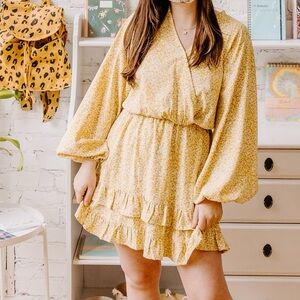 Flowy Yellow Floral Dress